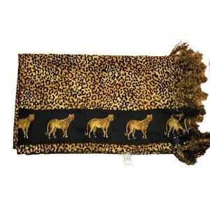 Creations Black and Orange Cheetah Fringed Scarf/Throw/Tapestry